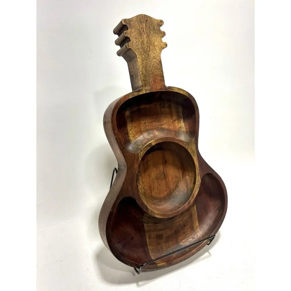 Monkey Pod Wood Guitar Serving Tray Bowl Divided Danya Philippines